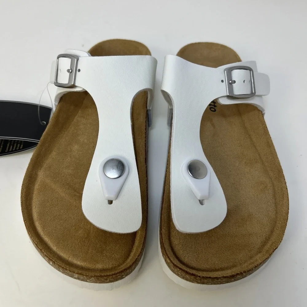 Torotto Kids Cork Footbed‎ Sandals White T-Strap Buckle EU 33 US 2Y NIB